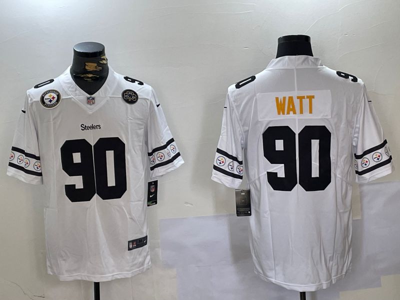 Men Pittsburgh Steelers #90 Watt White 2024 Nike Vapor Limited NFL Jersey style 6->pittsburgh steelers->NFL Jersey